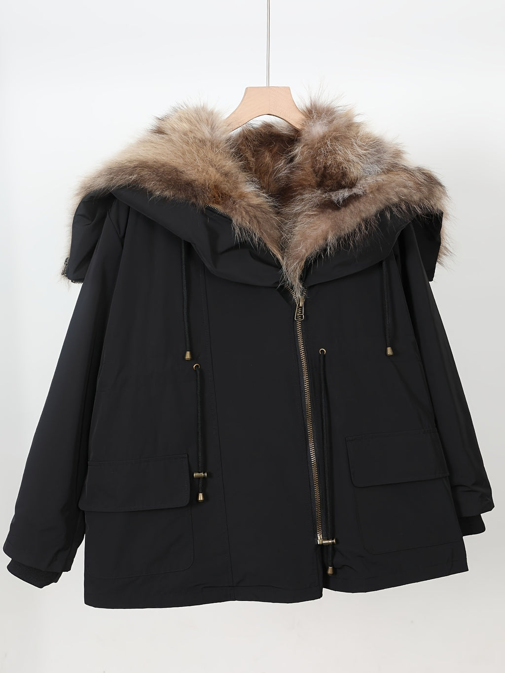 Winter Women's Thick Removable Hood Angel Wings Parka Coat
