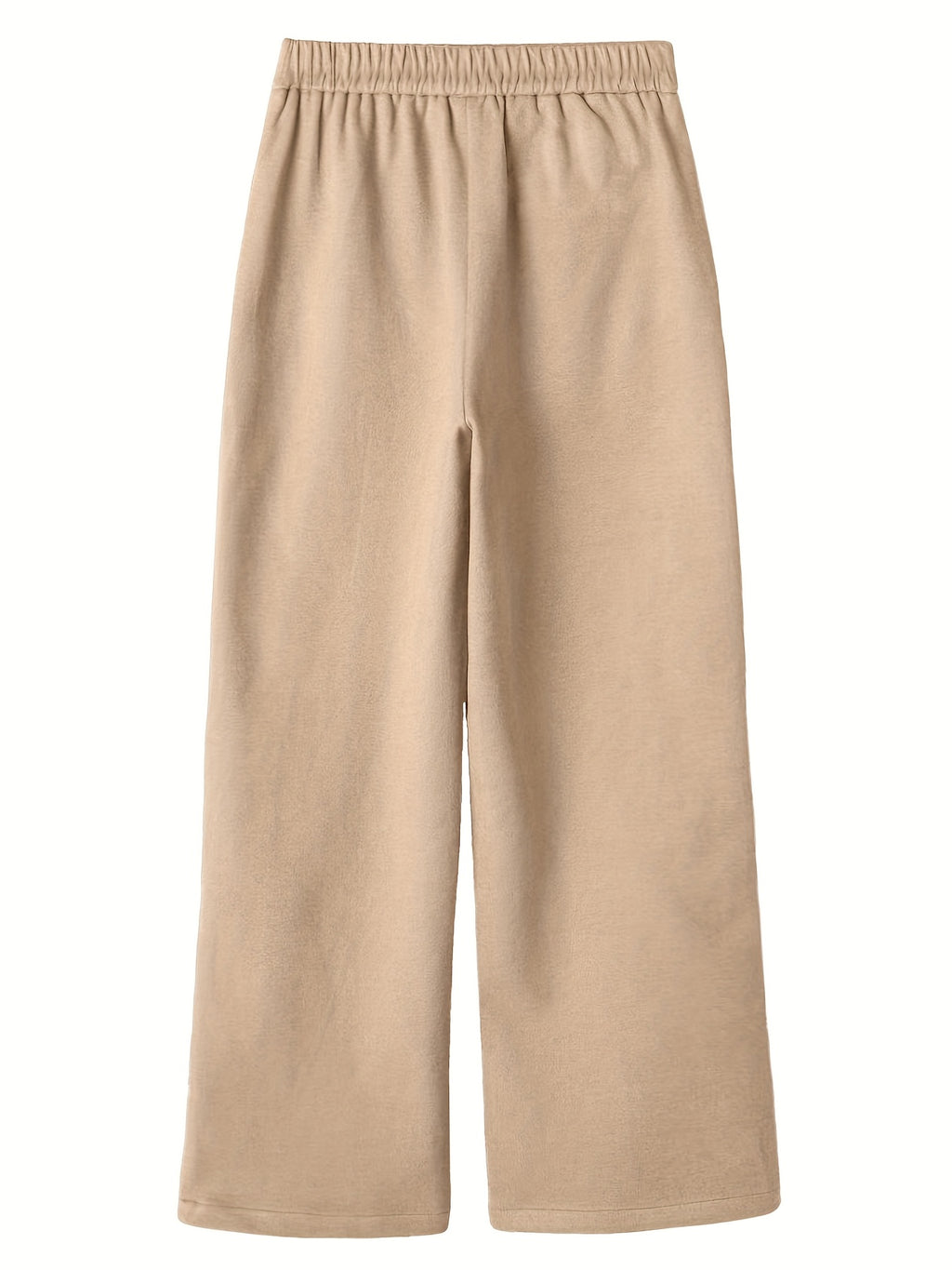 Women High Waist Solid Color Wide Leg Pants Casual Loose Trousers