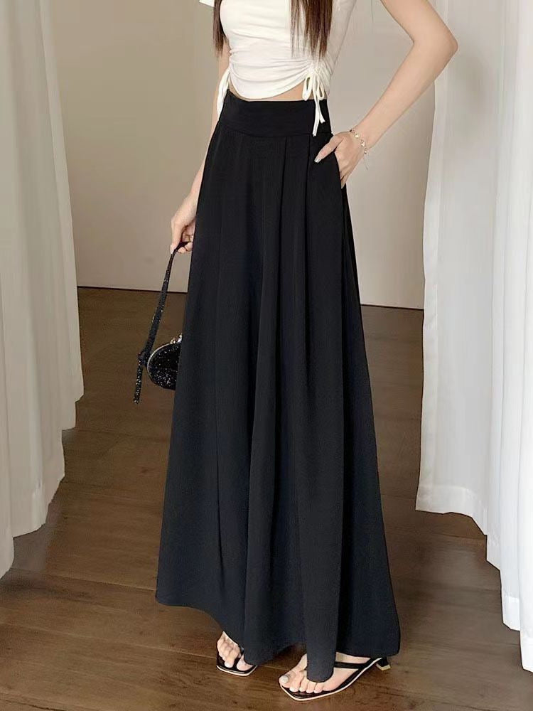 High Waist Pleated Suit Pants Oversized Wide Leg Elastic Waist Casual Trousers Spring Summer Thin