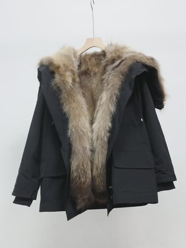 Winter Women's Thick Removable Hood Angel Wings Parka Coat